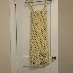 Faithfull the Brand Cream and Black Polka Dot Midi Dress